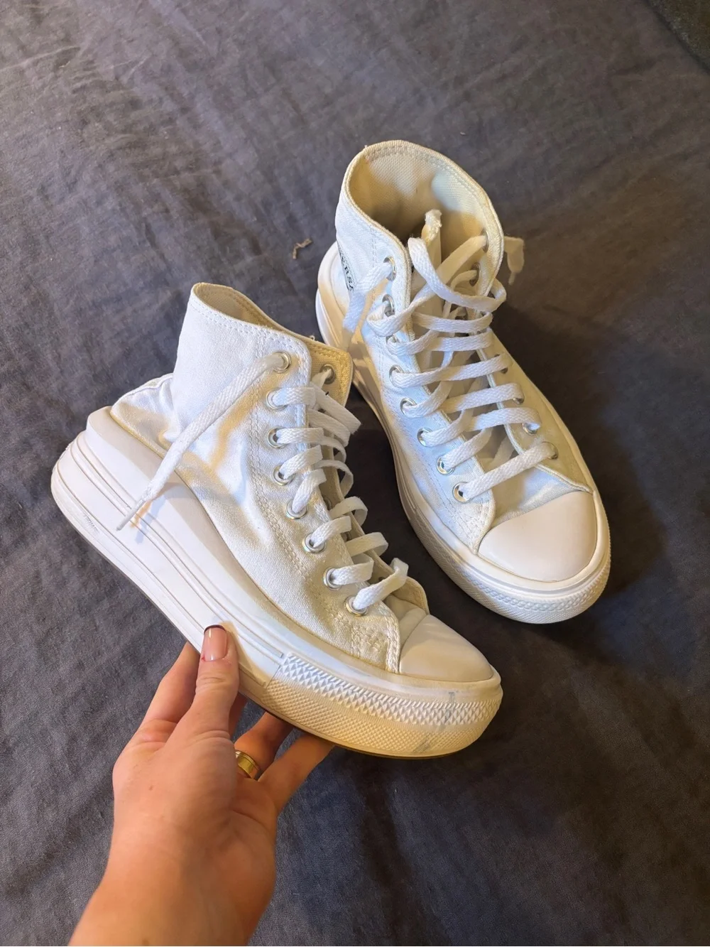 Converse White High Top Platform Sneakers